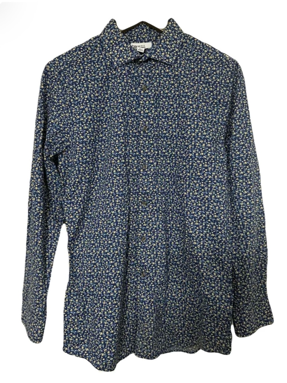 Bar III Navy Blue Floral Button-Down Shirt